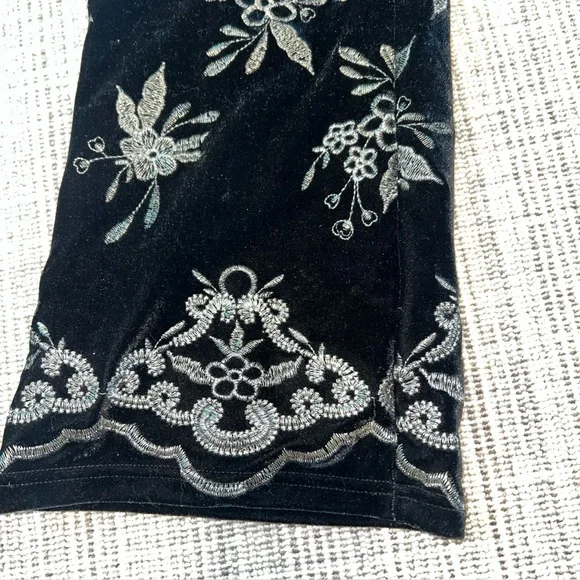 Free People Women's Floral Print Velvet Flared Pants Boho Retro Festival Small - Picture 7 of 14